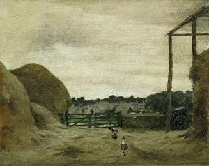 Newlyn School Prints: Burford from West Hall Hill, farmyard, 1916. Creator: Norman Garstin