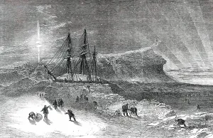 Franklin Sir John Prints: Burford's Panorama of the Polar Regions - The Investigator Snow-Walled in for Winter