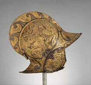 Giovanni Battista Collection: Burgonet with Falling Buffe, French, ca. 1550. Creator: Unknown