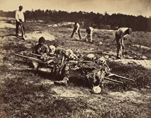 Stretcher Collection: A Burial Party, Cold Harbor, Virginia. April 1865. Creator: John Reekie