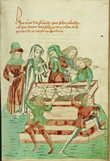Burying Prints: Burial Scene; Barlaam und Josaphat, 1469. Creators: Hans Schilling, Diebolt Lauber