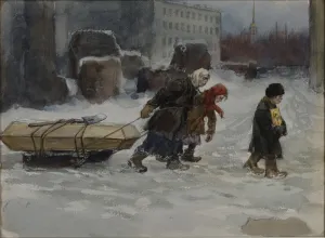 Petrograd Gallery: Burial of a workman who was not a communist, 1920