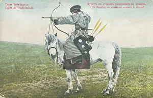 A Buriat in Ancient Armor on a Horse, 1904-1917. Creator: Unknown