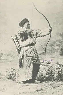 Precision Prints: A Buriat Shooting a Bow, 1904-1917. Creator: Unknown