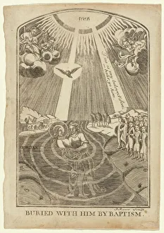 Pilgrims Prints: Buried with Him by Baptism, c. 1765. Creator: Paul Revere