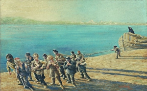 Ropes Prints: Burlaks on the Volga, 1929. Creator: Tomas Andraskovic