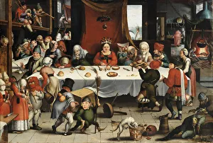 Drinking Bout Prints: Burlesque Feast, c. 1550. Artist: Mandyn, Jan (1502-1560)