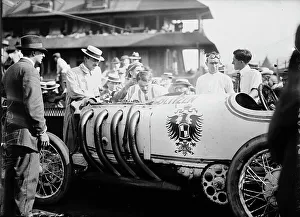 Robert R Prints: Burman & his Benz, between c1910 and c1915. Creator: Bain News Service