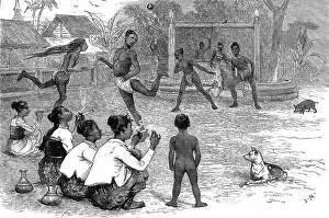 Burmese Prints: Our Burmese brothers playing football in Mandalay, 1886. Creator: Unknown