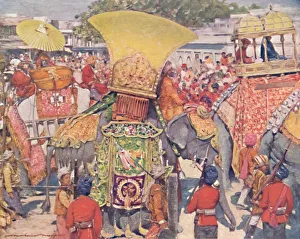 State Carriage Prints: Burmese Elephants at the State Entry, 1903. Artist: Mortimer L Menpes