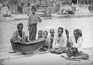 Burmese musicians, 1902. Artist: P Klier