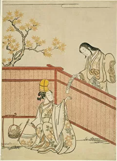 Burning Autumn Maple Leaves, 1765. Creator: Suzuki Harunobu