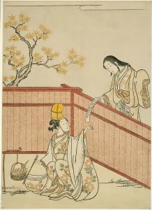 Enclosure Prints: Burning Autumn Maple Leaves, 1765. Creator: Suzuki Harunobu