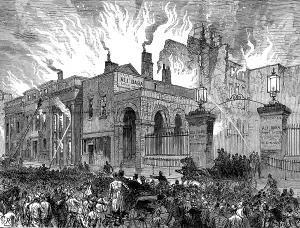 Hose Prints: Burning of the Dublin Theatre, 1880. Creator: C. R