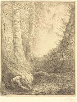 Burning the Grasses (Le bruleur d herbes). Creator: Alphonse Legros
