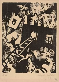 Catastrophe Gallery: Burning House, 1918. Creator: Maria Uhden