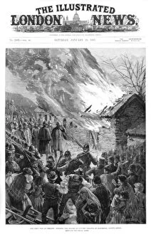 Destruction Collection: Burning the houses of evicted tenants at Glenbeigh, County Kerry, Ireland, 1887. Artist: A Forestier