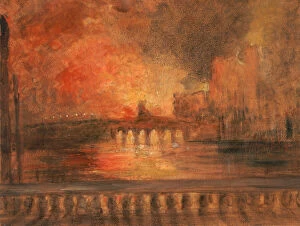 The Burning of the Houses of Parliament; Fire at the House of Commons, ca. 1834