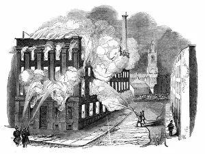 Manchester Collection: Burning of Irwell Buildings, Manchester, 1844. Creator: Unknown