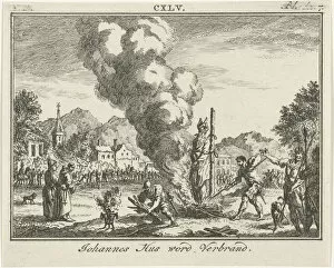 Jan Hus Gallery: Burning of Jan Hus at the stake, Mid of the 18th century. Artist: Fokke, Simon (1712-1784)