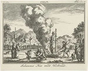 John Hus Prints: Burning of Jan Hus at the stake, Mid of the 18th century. Artist: Fokke, Simon (1712-1784)