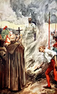 Jan Hus Gallery: The burning of John Huss, 6 July 1415 (1913). Artist: Arthur C Michael