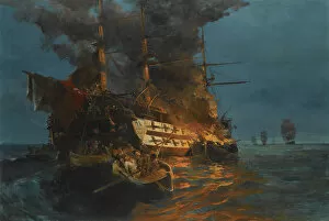 Maritime Art Gallery: The Burning of the Ottoman frigate