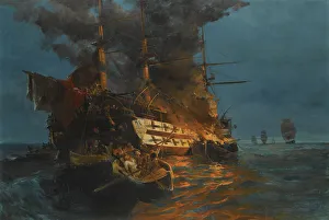 Maritime Art Gallery: The Burning of the Ottoman frigate
