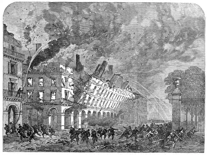Masonry Prints: The Burning of Paris: fall of houses in the rue de Rivoli, 1871. Creator: Unknown