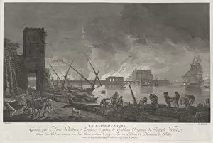 Dockers Gallery: Burning of a Port, ca. 1760-80. Creator: Anne Philiberte Coulet