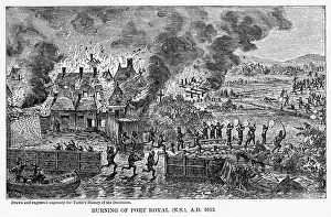 Nova Scotia Prints: Burning of Port Royal (Nova Scotia), AD 1613, (1877)
