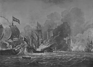 Michiel Prints: The Burning of the Royal James, c1700. Artist: Willem van de Velde the Younger