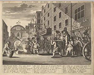 Hudibras Prints: Burning the Rumps at Temple Bar (Plate 11: Illustrations to Samuel Butlers Hudibras)