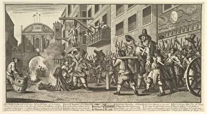 Hudibras Prints: Burning the Rumps at Temple Bar (Twelve Large Illustrations for Samuel Butlers Hudibra