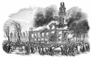 Burning of St. Anne's Church, Limehouse, on Good Friday Morning, 1850. Creator: Unknown