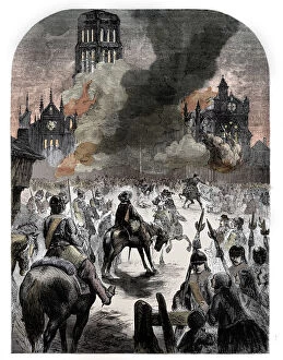 Cassells Illustrated History Of England Collection: The burning of St Pauls Cathedral during the Great Fire of London, c1902