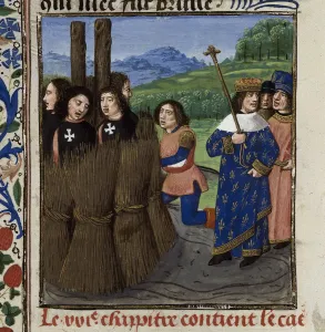 Philip Iv Prints: The burning of Templars (From: De casibus virorum illustrium by Giovanni Boccaccio)