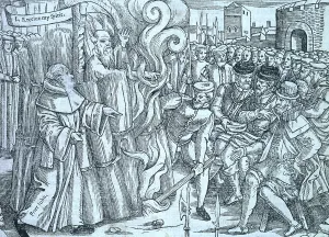 Friar Prints: The burning of Thomas Cranmer, Archbishop of Canterbury, 1563. Creator: Unknown
