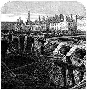 Civil Engineering Collection: Bursting of the Fleet Ditch and destruction of part of the Metropolitan Railway..., 1862