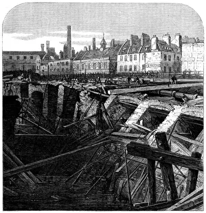 Masonry Prints: Bursting of the Fleet Ditch and destruction of part of the Metropolitan Railway