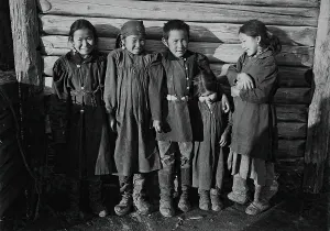 Mongolian Prints: Buryat children, late 19th cent - early 20th cent. Creator: I Popov