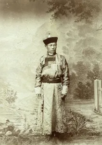 Mongolian Prints: Buryat in national festive costume, 1895-1939. Creator: L Veniukov