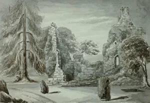Chalk Collection: Burying Place, Finlarig, October 1836. Creator: Elizabeth Murray