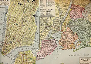Geographical Magazine Prints: Business Centre of New York at the Seaward End of Manhattan and environs, c1930s