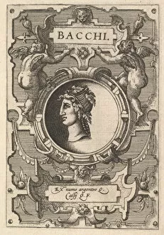 Bust of Bacchus surrounded by strapwork, from the series Deorum dearumque