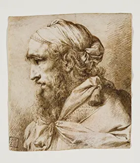 Regret Prints: Bust of a Bearded Man with a Turban, 18th century. Creator: Unknown