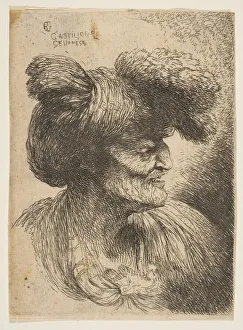 Castiglione Gallery: Bust of beardless old man in profile facing right, from the series of Small Heads