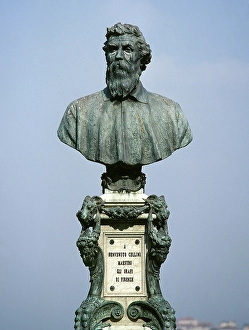 Bust of Benvenuto Cellini (1500-1571), Italian sculptor, Ponte Vecchio, Florence, Italy, 1901 (2000) Creator: LTL