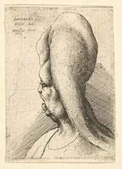Da Vinci Leonardo Collection: Bust of a deformed old woman with one tooth, facing left, 1665