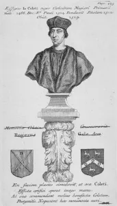 St Pauls School Prints: Bust of John Colet who founded St Pauls School in 1512, 1800